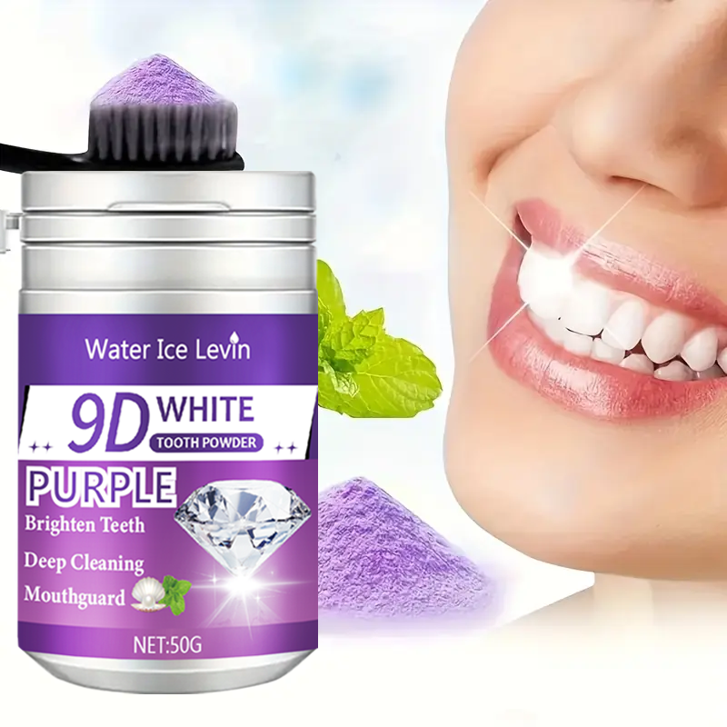 Teeth Whitening Ingredients - 9D White Purple Toothpowder. Brighten Teeth,