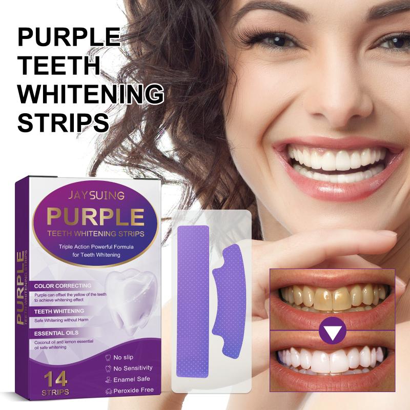 Teeth Whitening Bleach - Jaysuing 14pcs Teeth Whitening Strips Purple