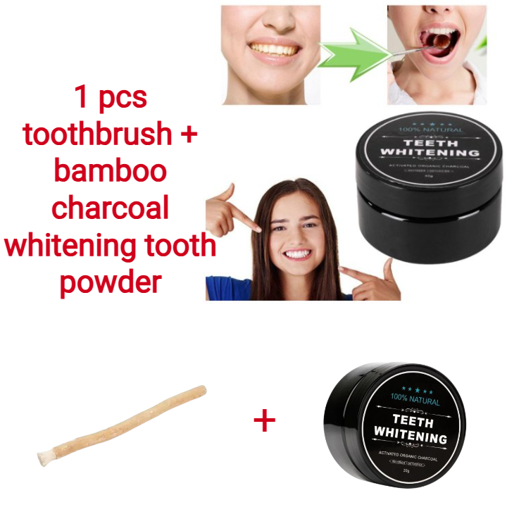 Teeth Whitening Charcoal Powder - Miswak Siwak Natural Toothbrush Teeth Whitening