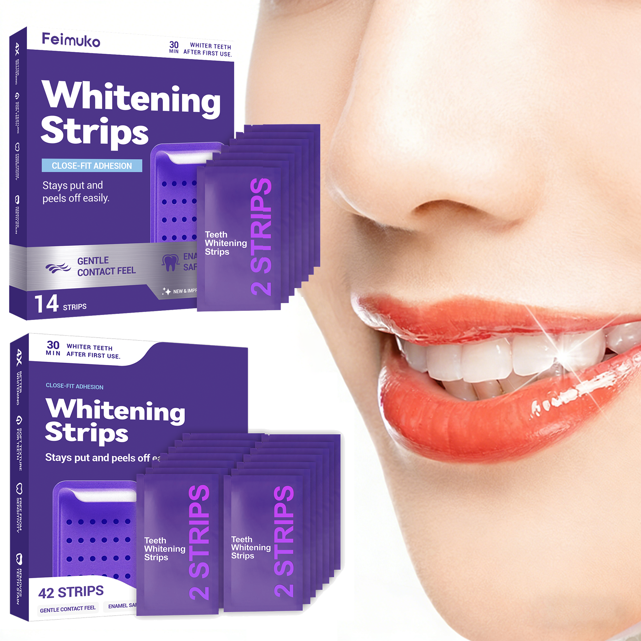 Teeth Whitening Bleach - Purple Teeth Whitening Strips Brighteni Tooth