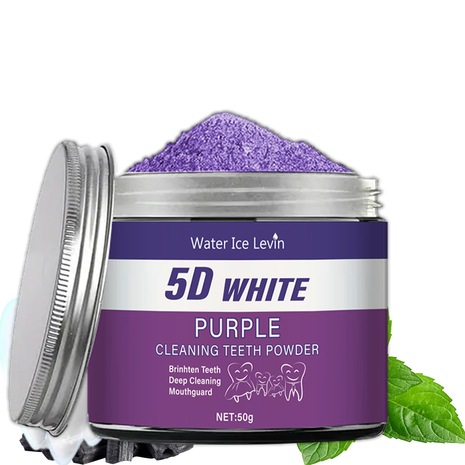 Teeth Whitening Ingredients - Purple Teeth Whitening Powder, 50g -