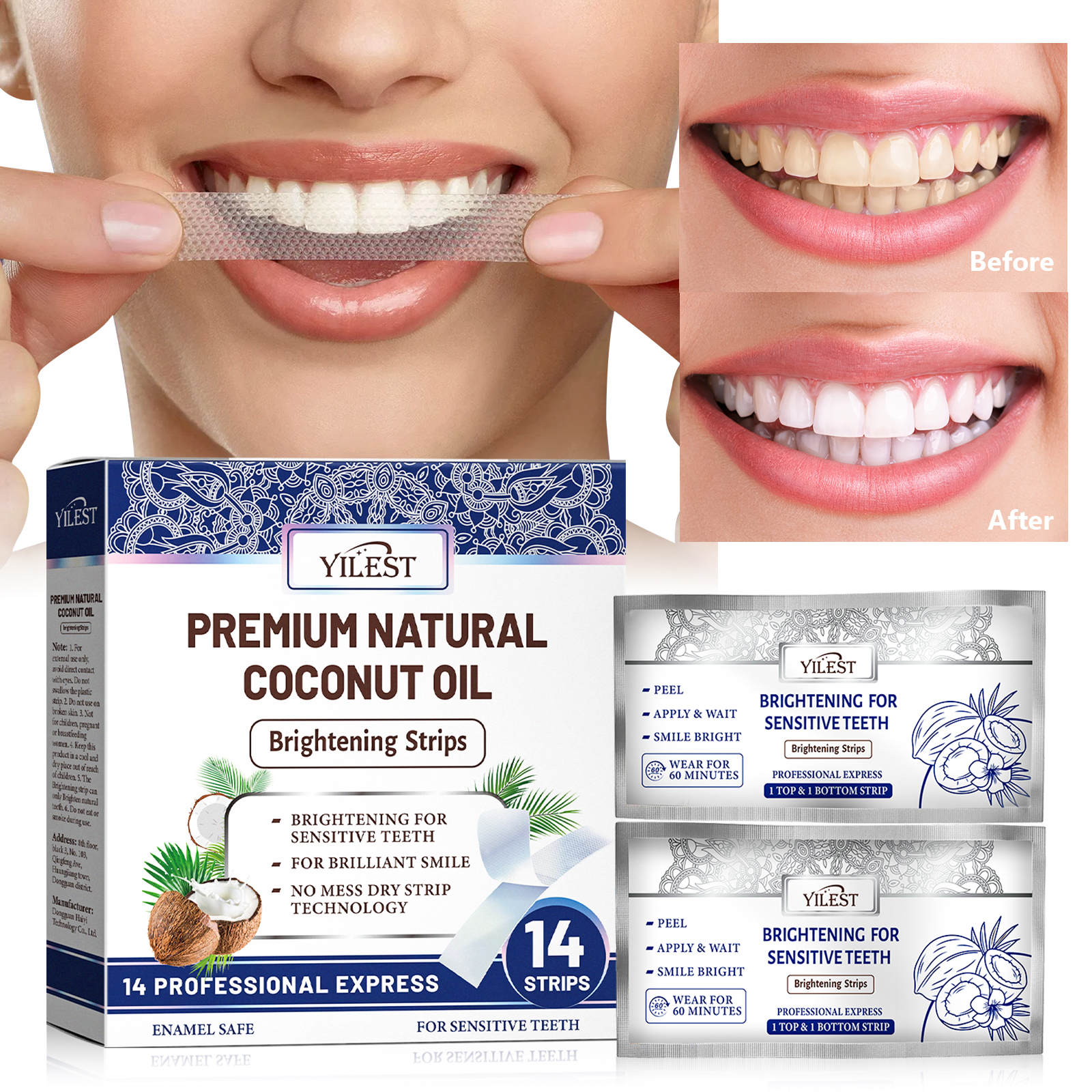 Teeth Whitening Bleach - Teeth Whitening Strips 14pcs Cleansing Relief