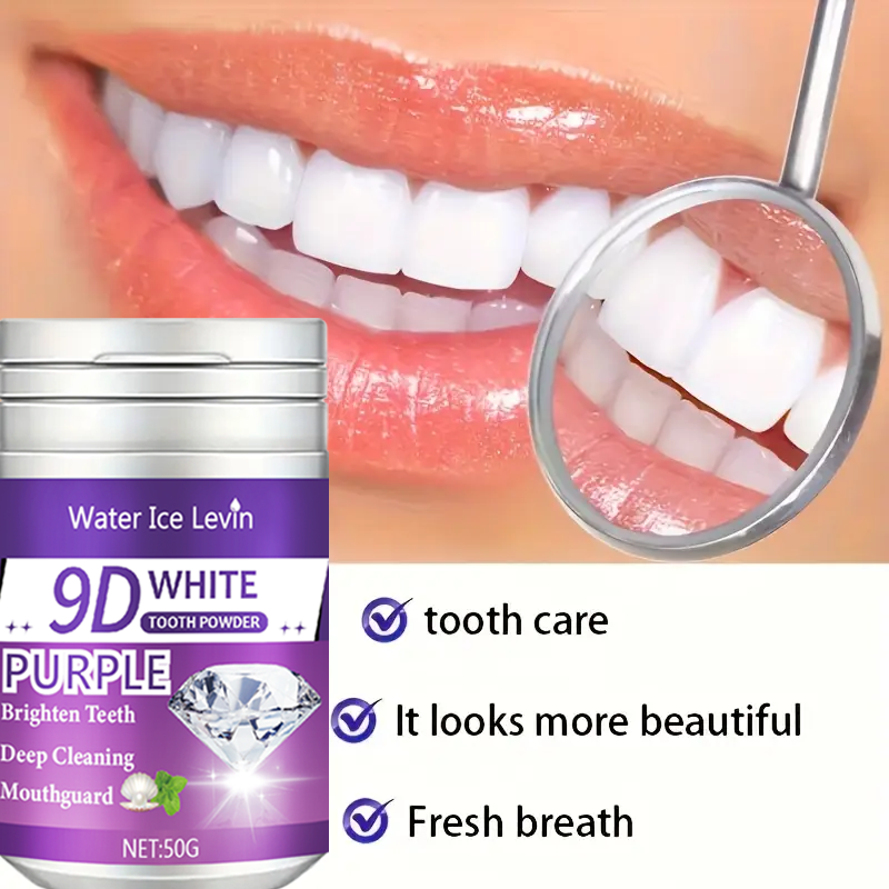9D White Purple Toothpowder. B - đánh giá và giá Teeth Whitening Ingredients