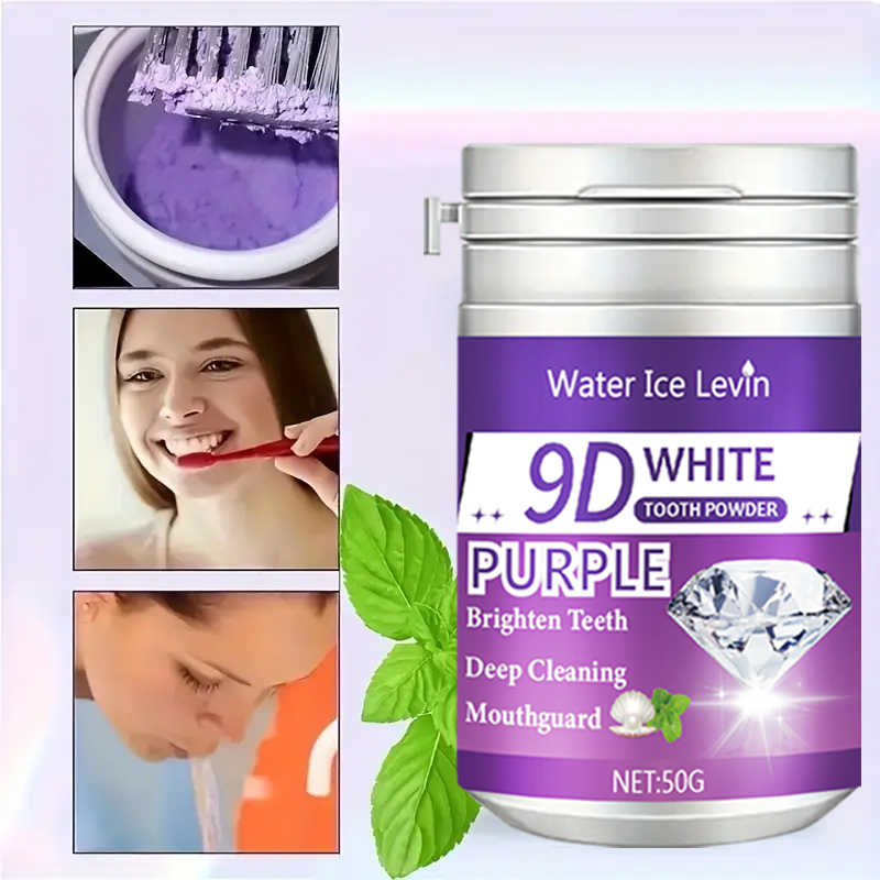9D White Purple Toothpowder. B - đánh giá và giá Teeth Whitening Ingredients