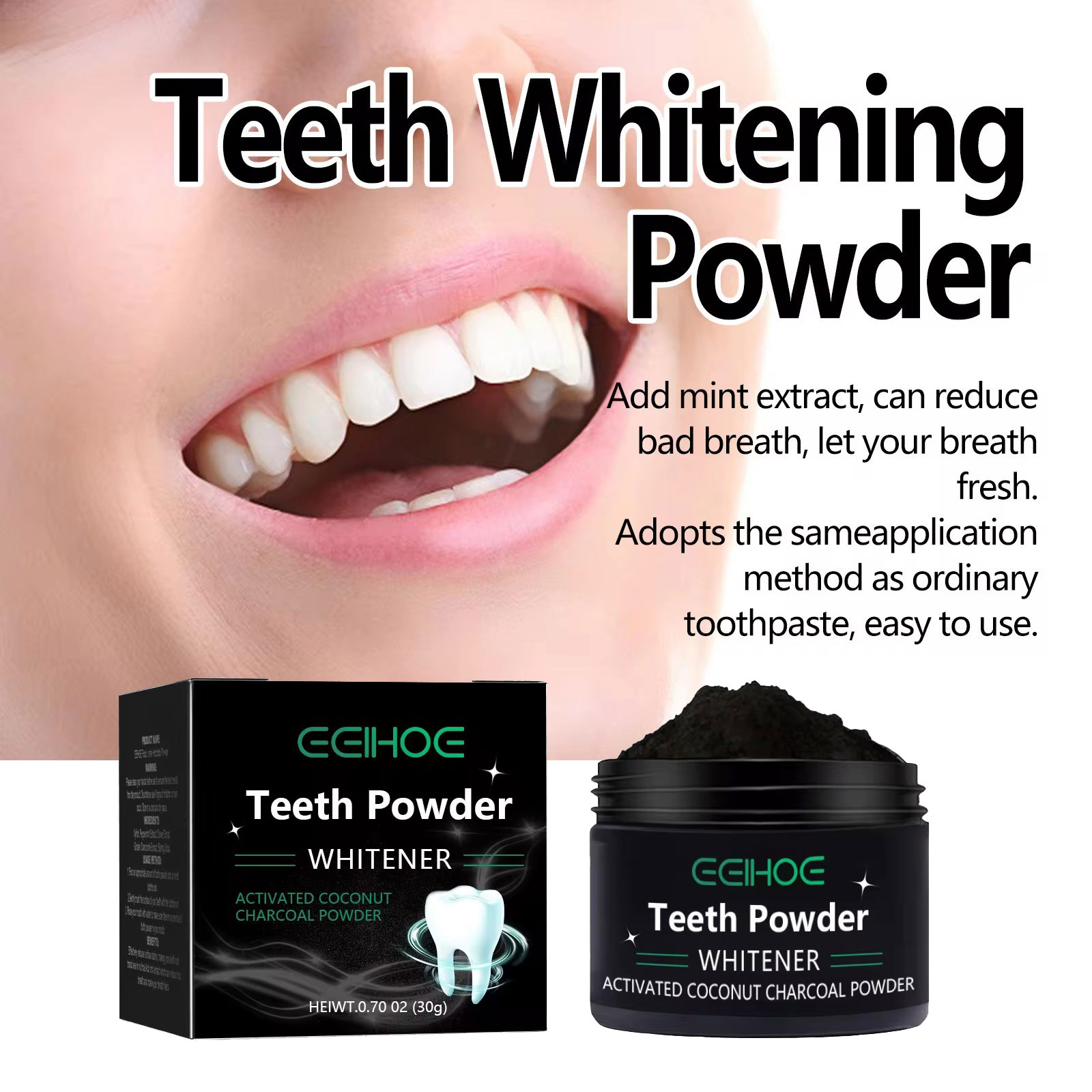 EELHOE Charcoal Powder for Tee - đánh giá và giá Teeth Whitening Charcoal Powder