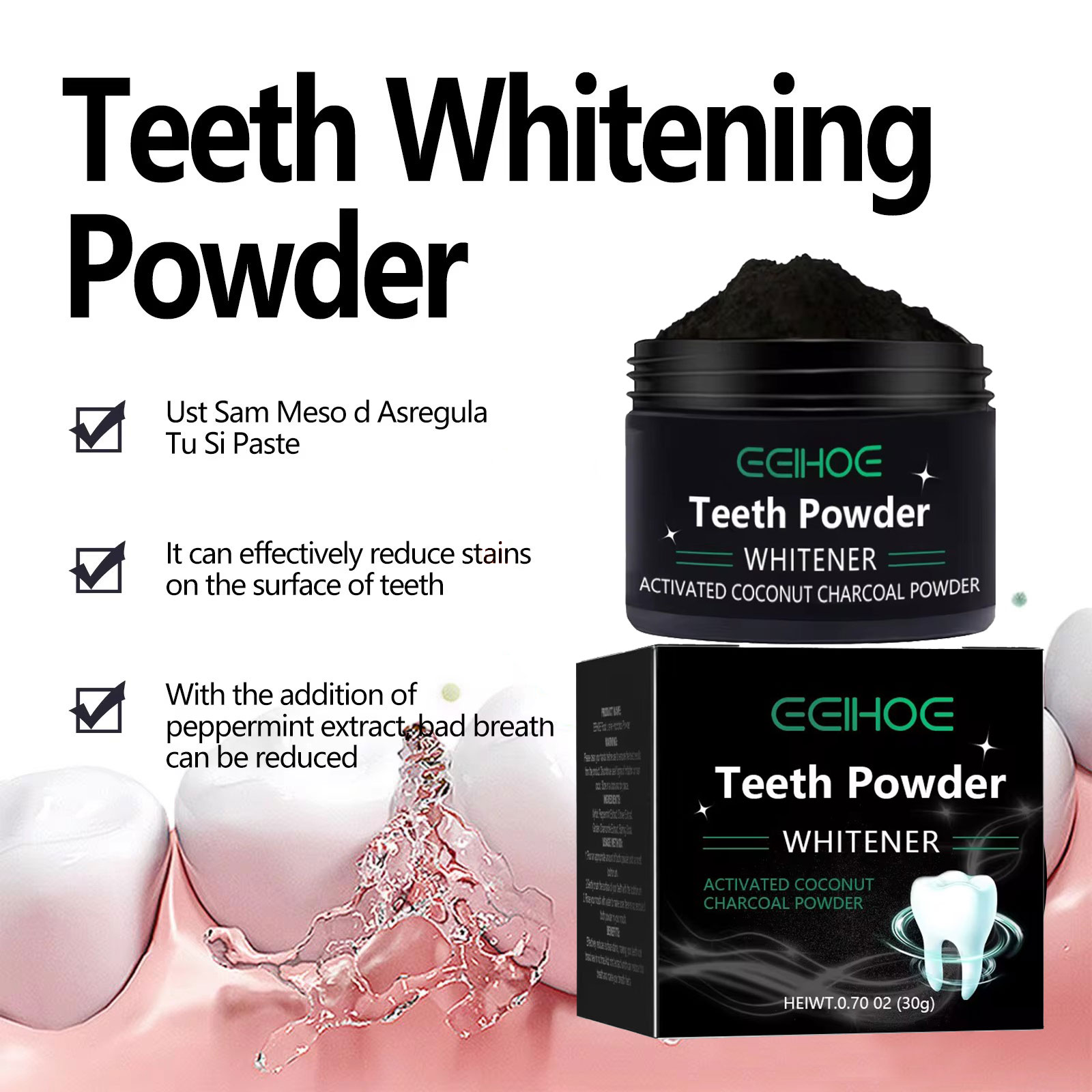 EELHOE Charcoal Powder for Tee - đánh giá và giá Teeth Whitening Charcoal Powder