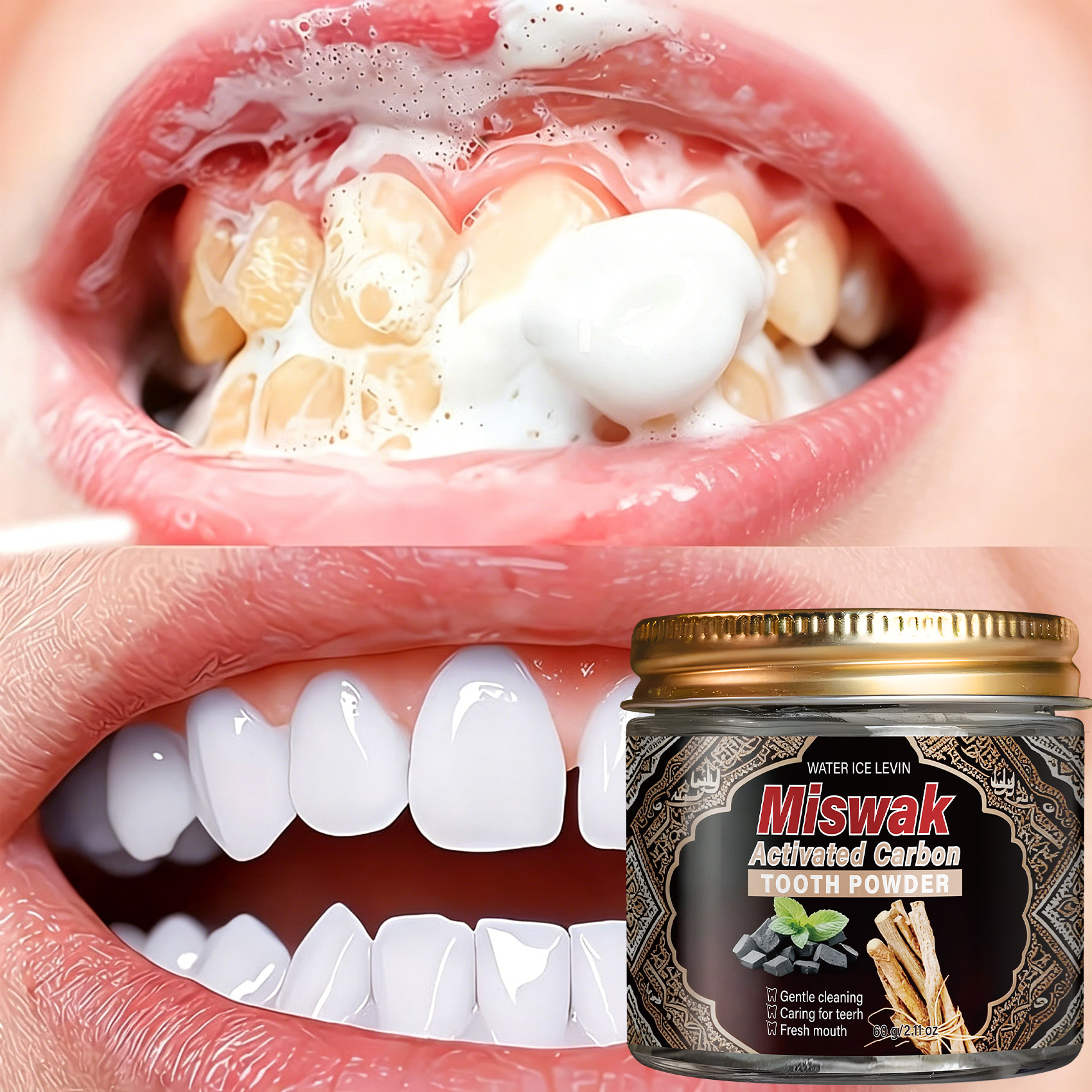 Activated Charcoal & Miswak To - đánh giá và giá Teeth Whitening Charcoal Powder