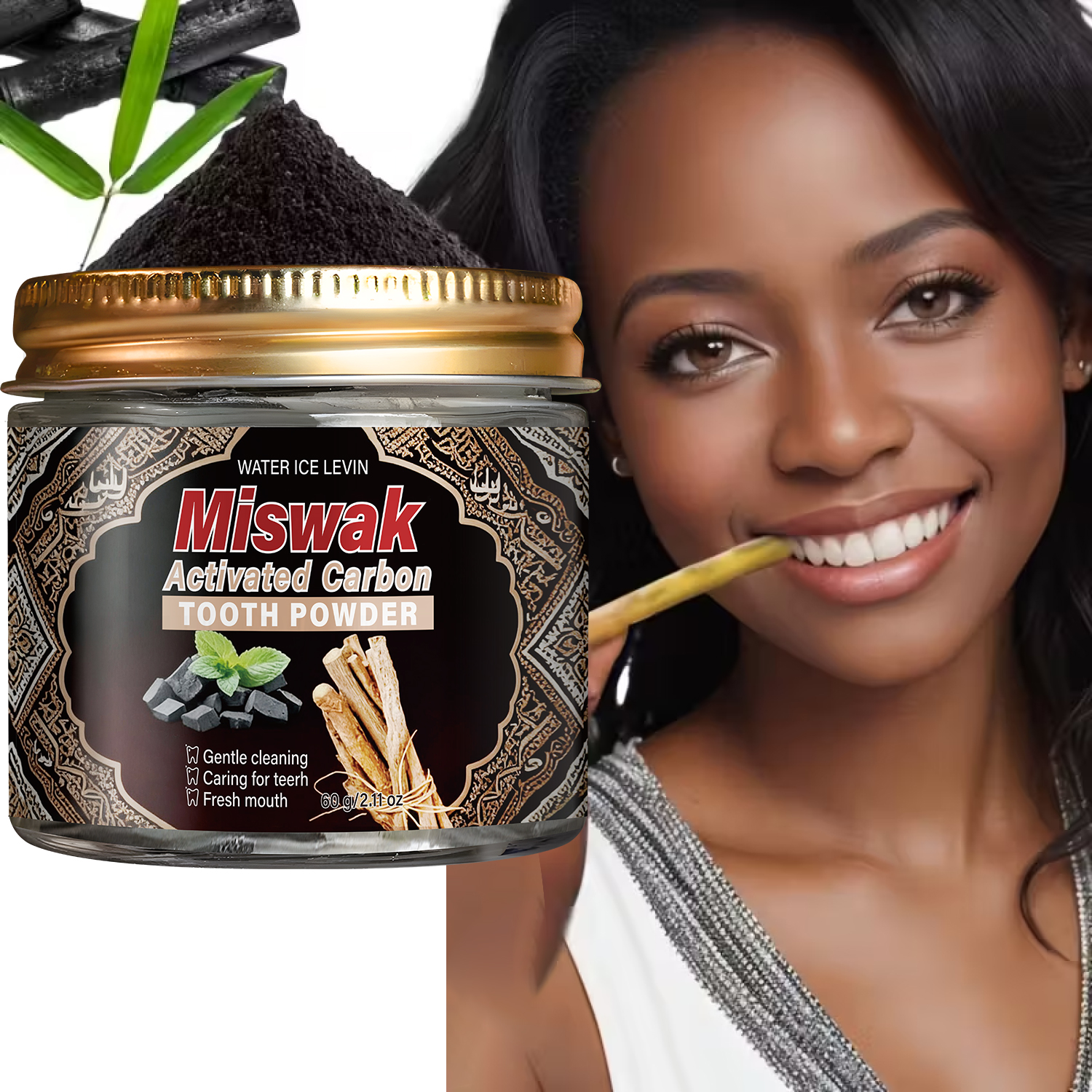 Activated Charcoal & Miswak To - đánh giá và giá Teeth Whitening Charcoal Powder