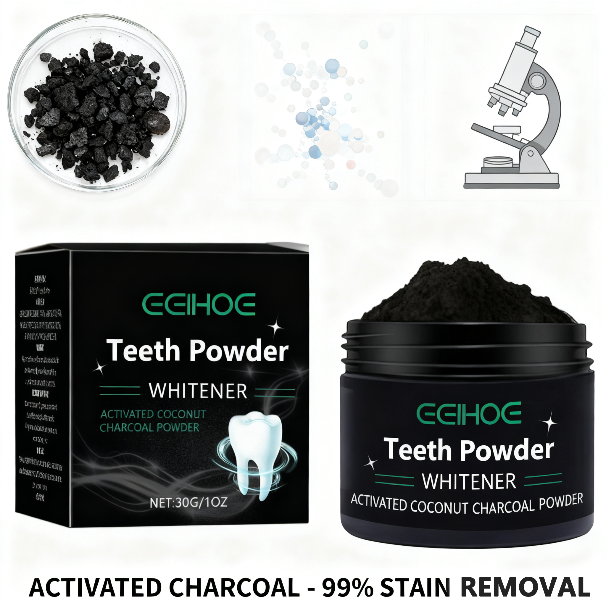 Natural Teeth Whitening Powder - đánh giá và giá Teeth Whitening Charcoal Powder