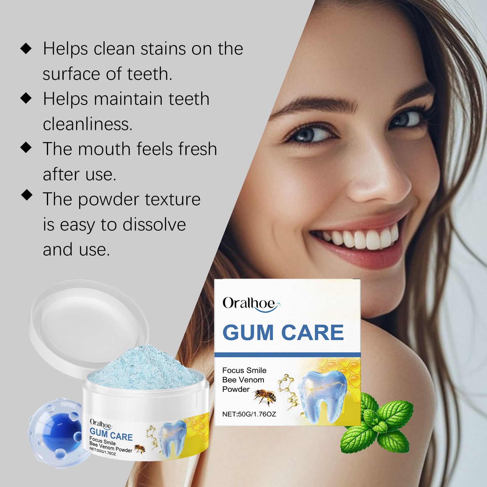 ORALHOE 50g Bee Venom Powder R - đánh giá và giá Teeth Whitening Ingredients