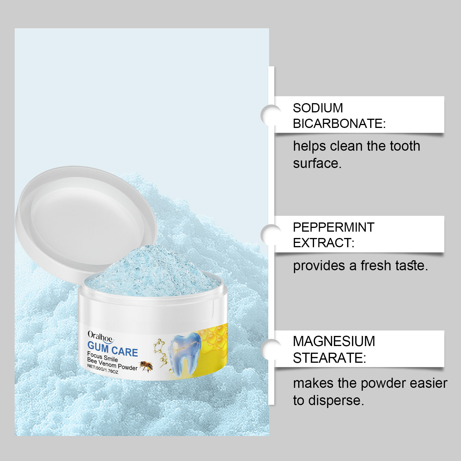 ORALHOE 50g Bee Venom Powder R - đánh giá và giá Teeth Whitening Ingredients