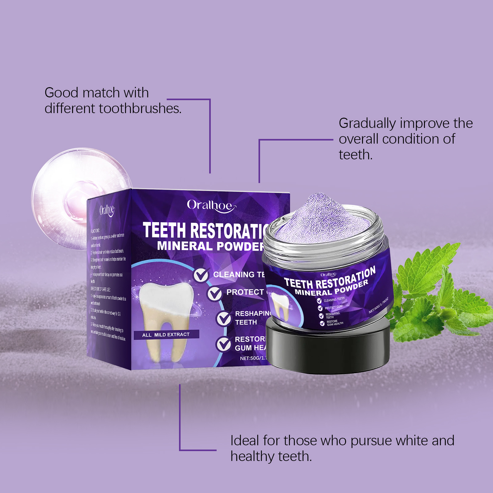 Purple Teeth Bleaching Powder  - đánh giá và giá Teeth Whitening Ingredients
