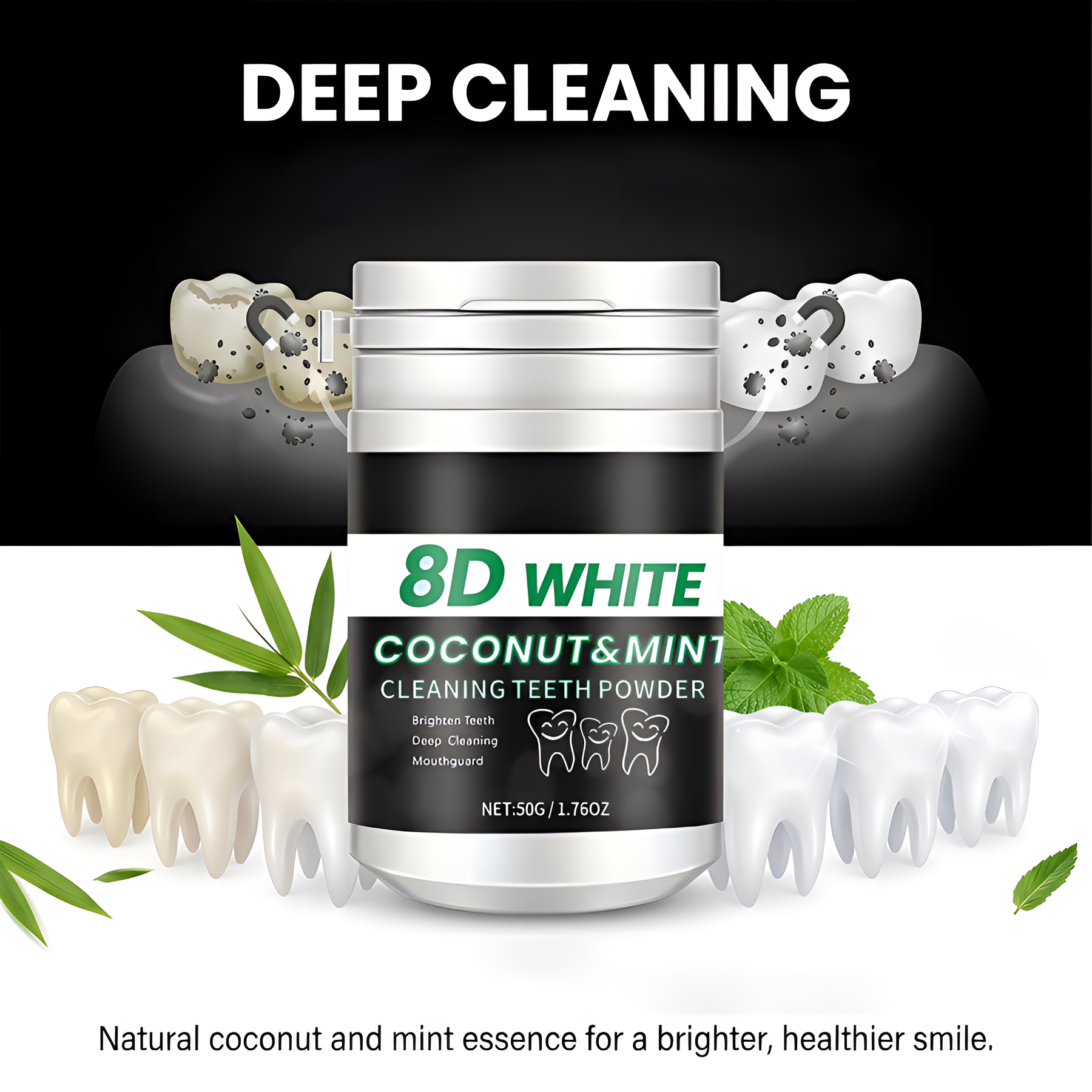8D Charcoal Teeth Whitening Po - đánh giá và giá Teeth Whitening Charcoal Powder